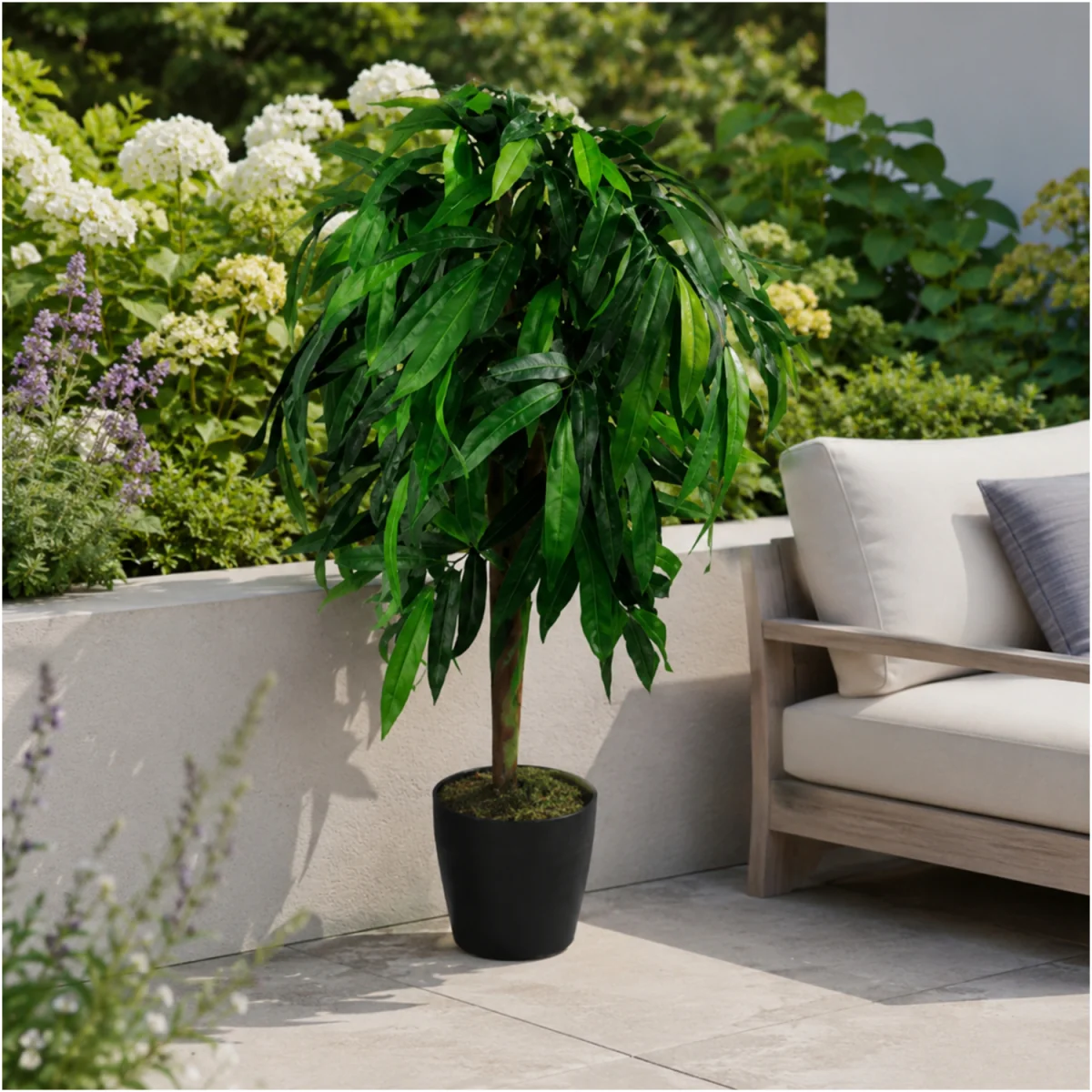 80cm Artificial Mango Tree With Metal Planter - Green – image 2