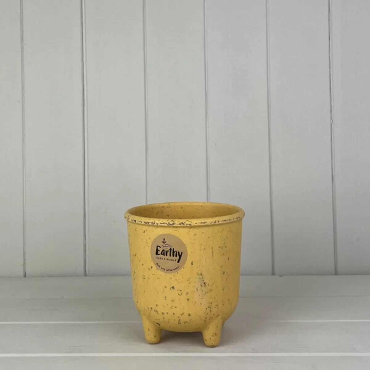 Earthy Yellow Coffee Husk Pot Pot With Feet - Yellow