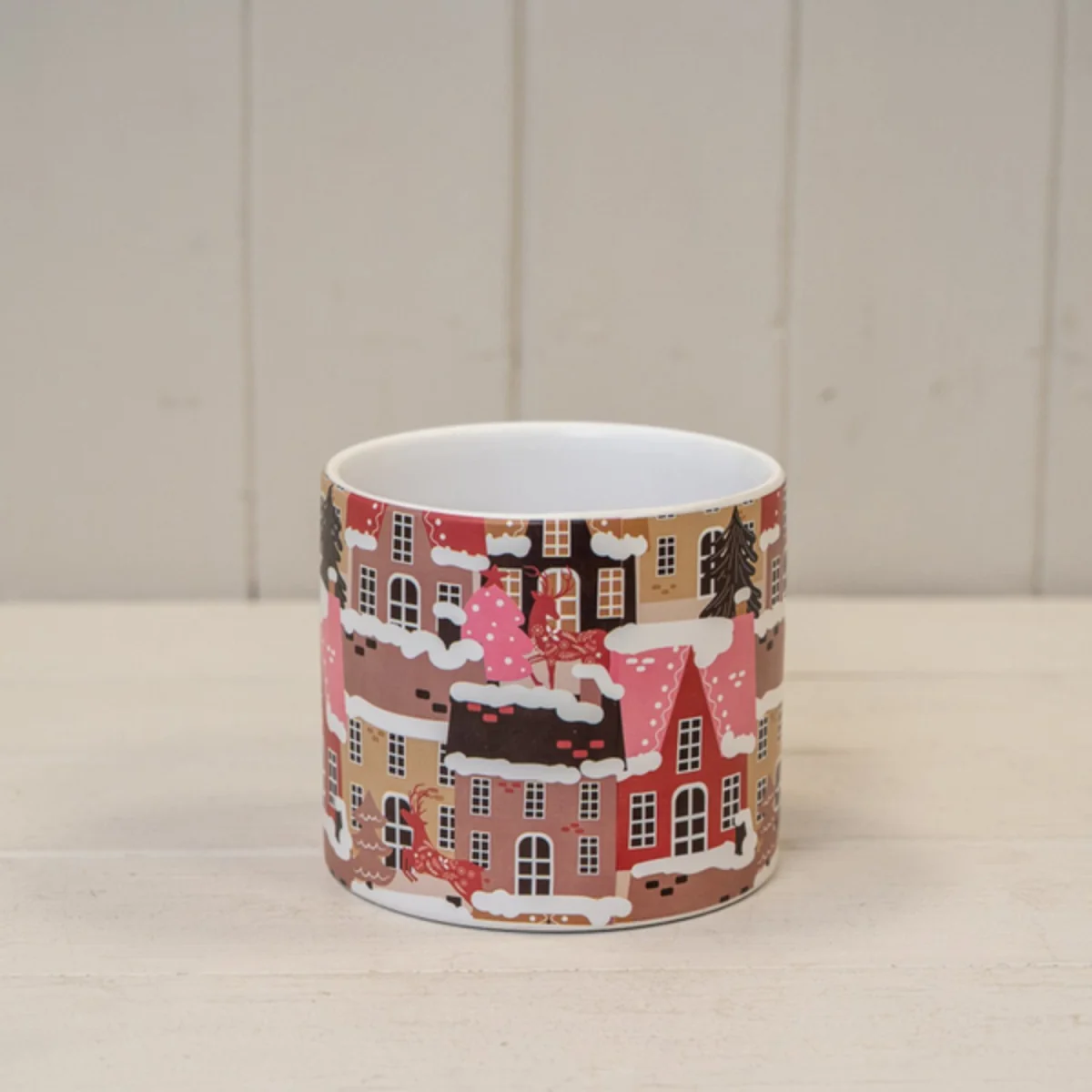 Multicolour Winter Village Pot - Multi