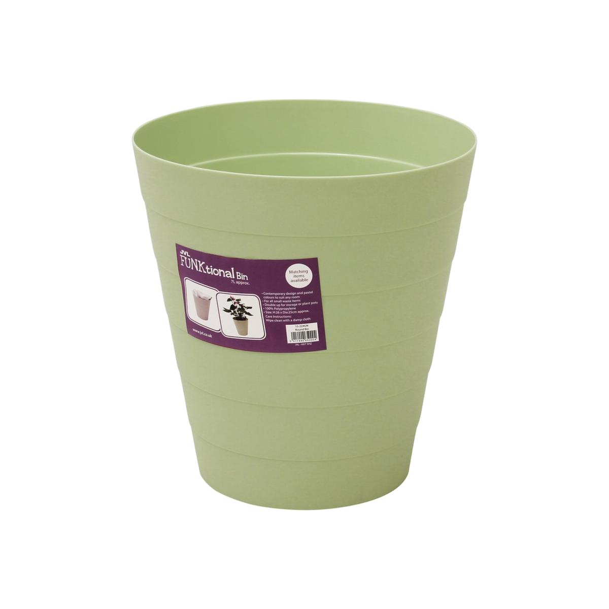 Funktional Plastic 7 Litre Round Green Bin - Green – image 1