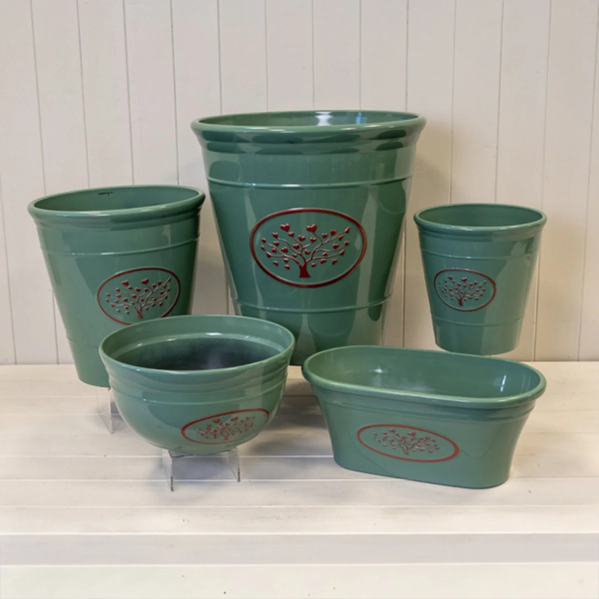 Green Round Love Heart Tree Bowl Recycled Plastic Planter - Green – image 2