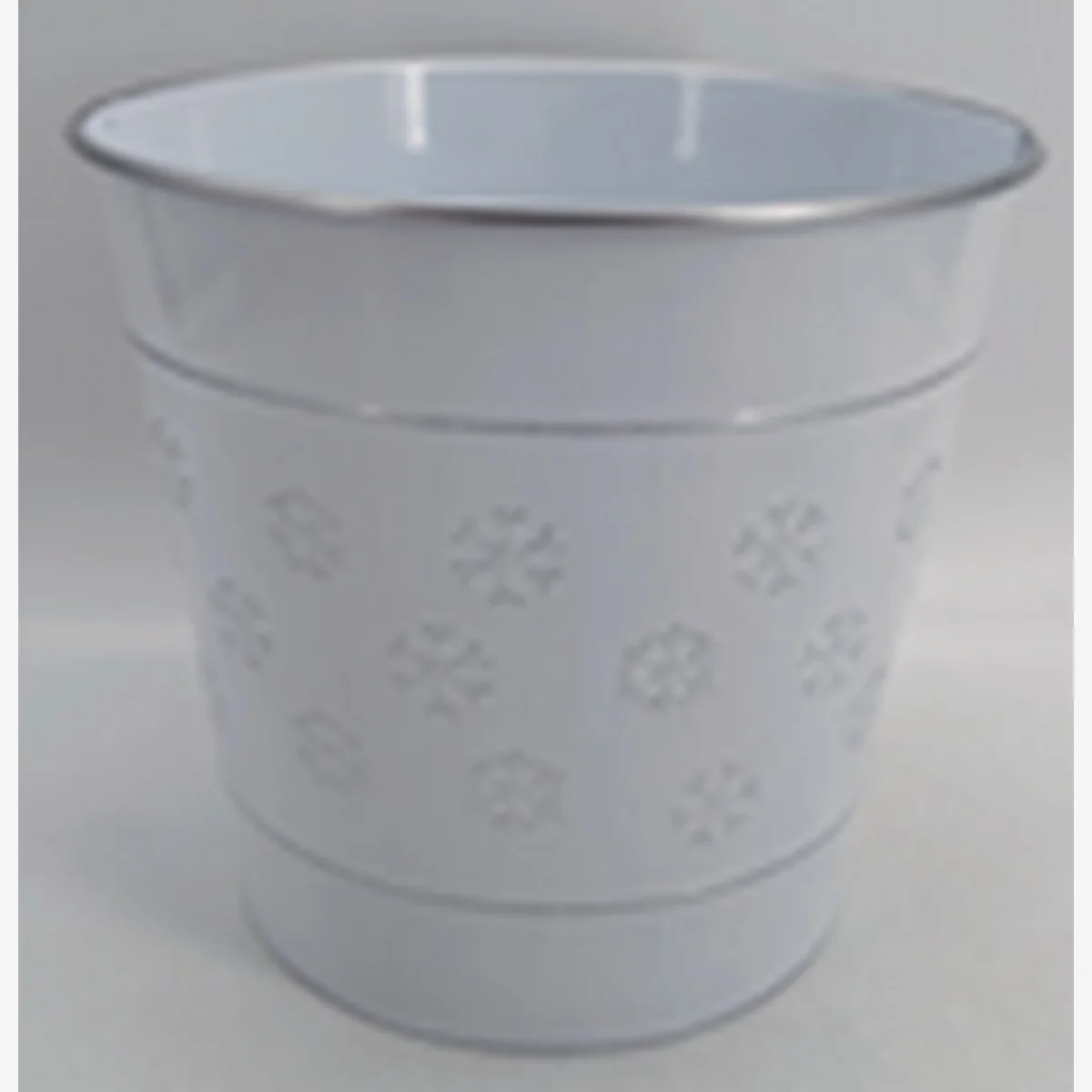 Classic White Frosted Snowflakes Pot for Décor - Off White