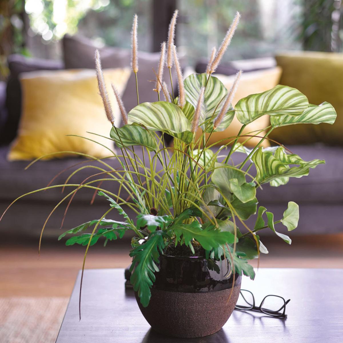 Artificial Hampshire Houseplant Arrangement in Planter - Green