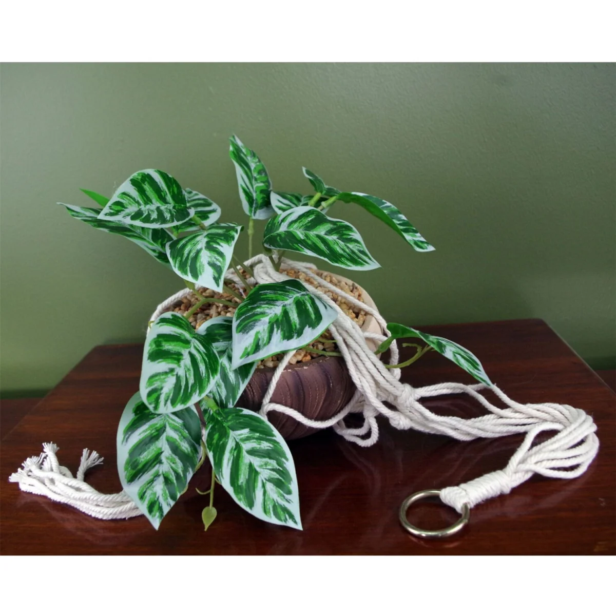 85cm Hanging Artificial Pothos Plant with Decorative Planter - Green – image 2