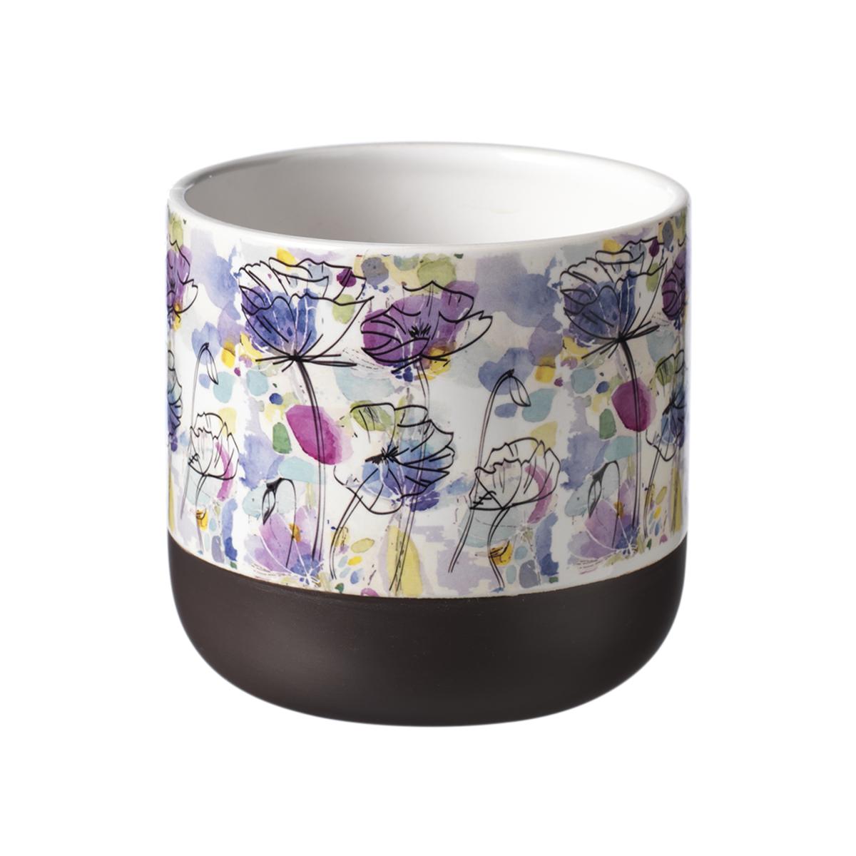 Ceramic Abstract Floral Indoor Plant Pot - Multicolour