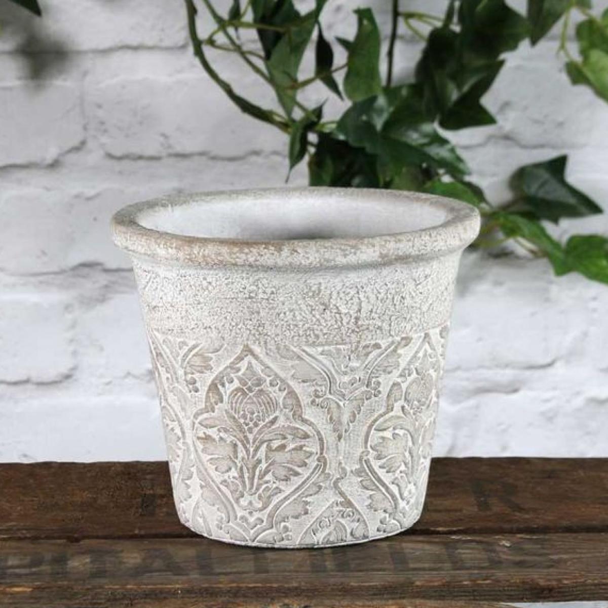 Baroque Plant Pot - White / 16cm
