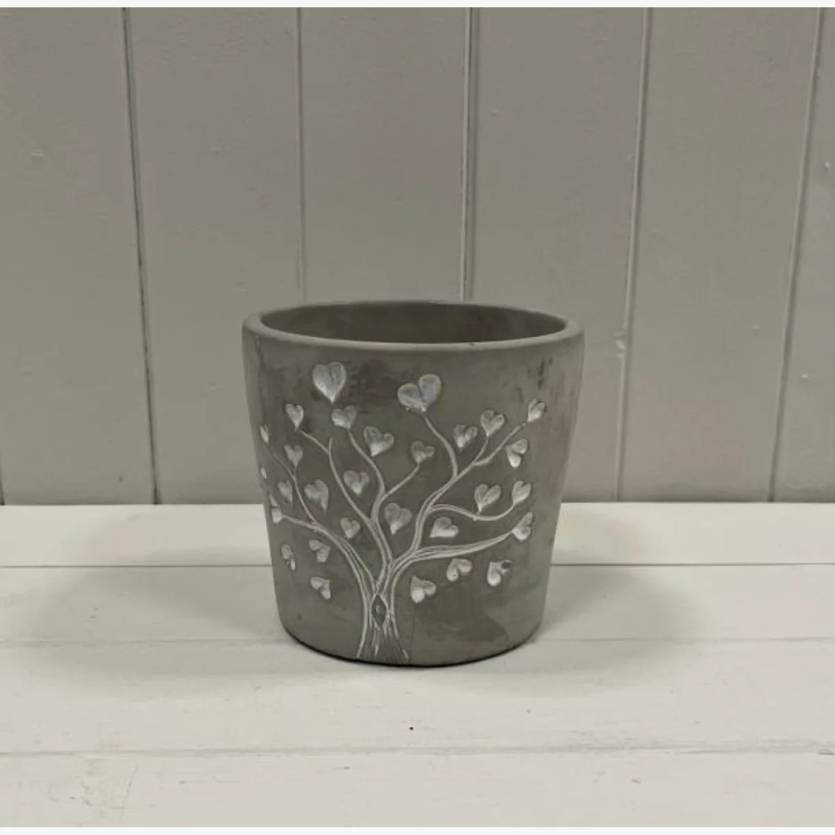Charming Grey Cement Love Tree Pot - Grey