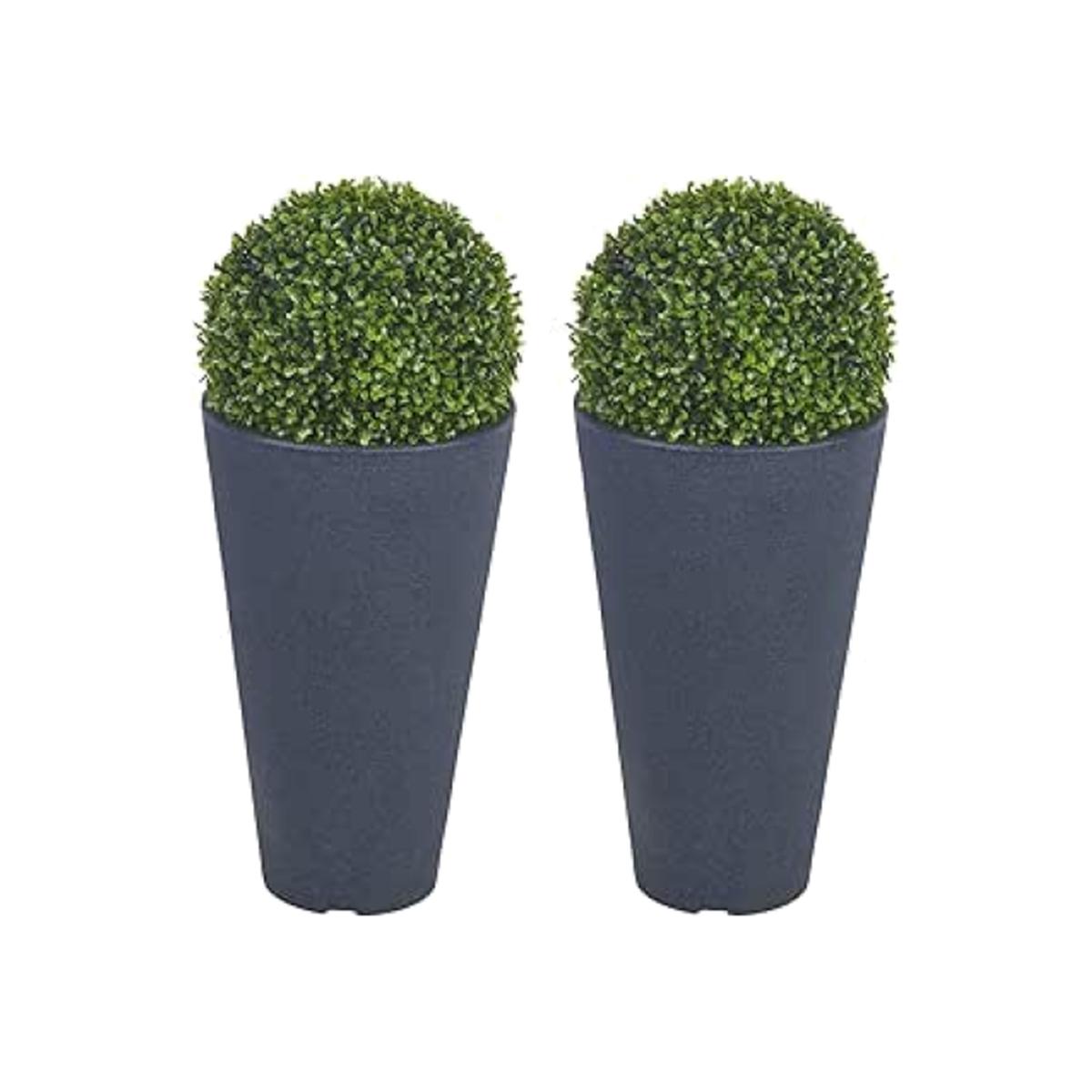 Elegant Tall Garden Planters - Charcoal / 28cm / 43cm
