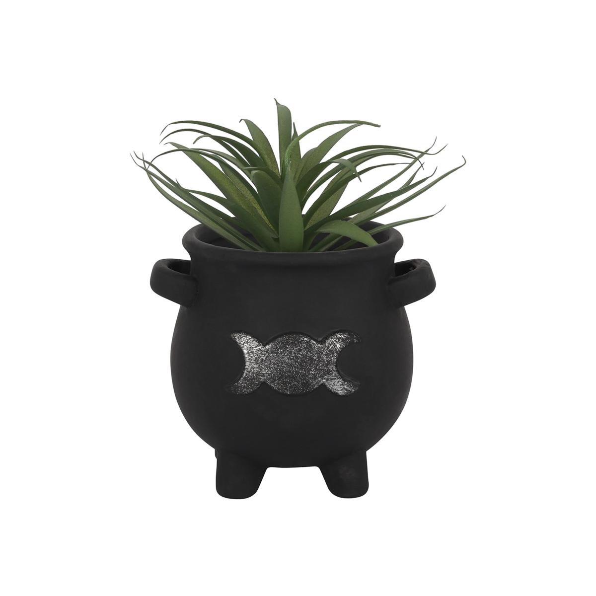 Terracotta Triple Moon Cauldron Plant Pot - Black – image 1