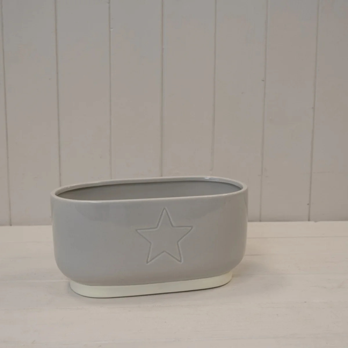 Warm Grey Debossed Star Trough - Grey