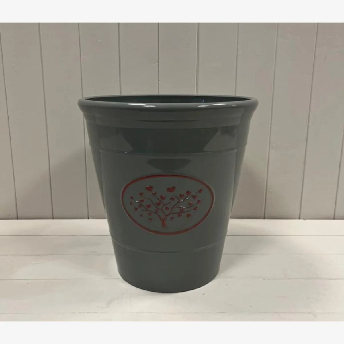 Grey Round Love Heart Tree Recycled Plastic Planter - Dark Grey – image 1