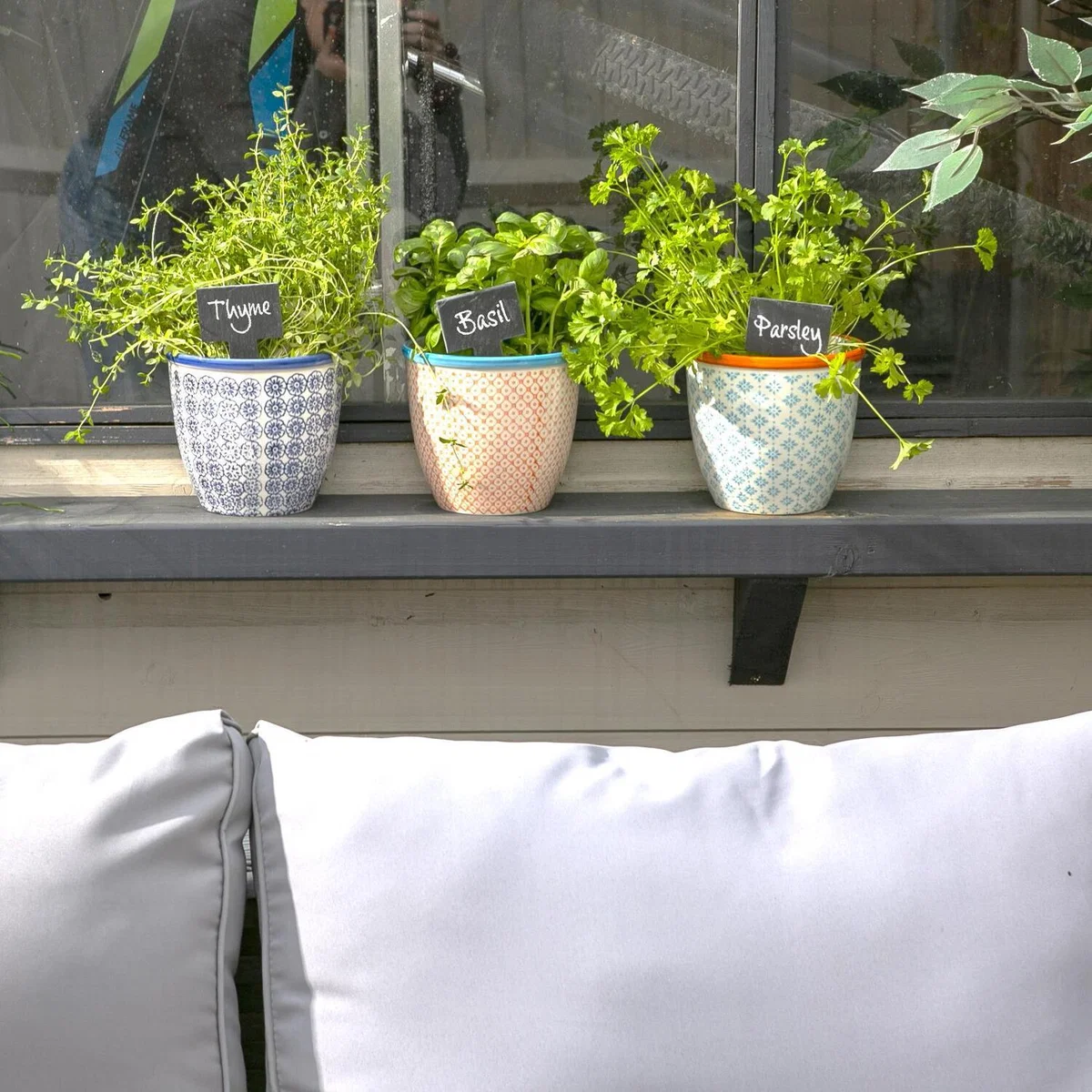 14cm Hand-Printed Plant Pot Pack of 6 - Blue – image 4