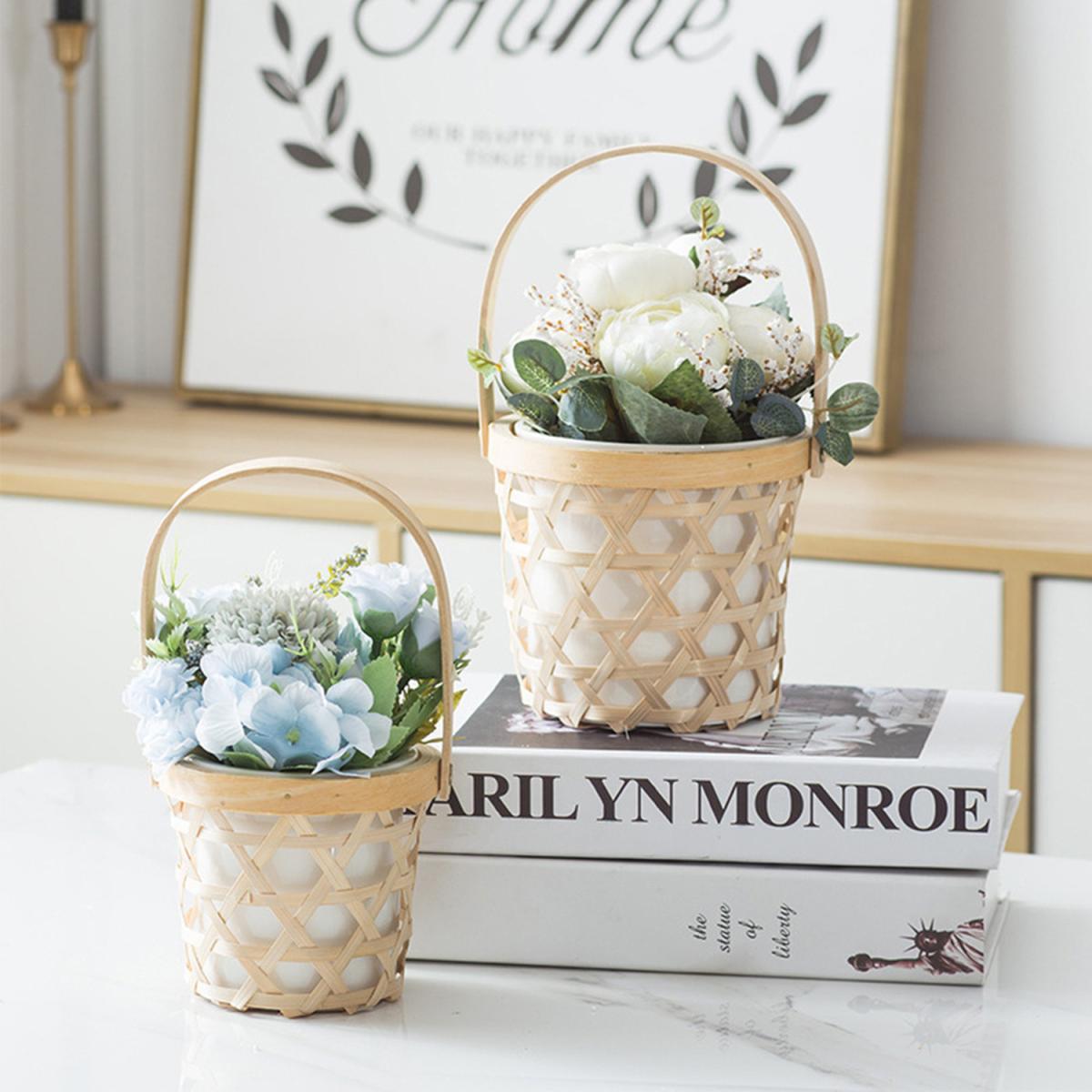 Indoor Succulent Drt Plant Flower Ceramic Pot Home Decor With Basket - White / 17cm – image 2