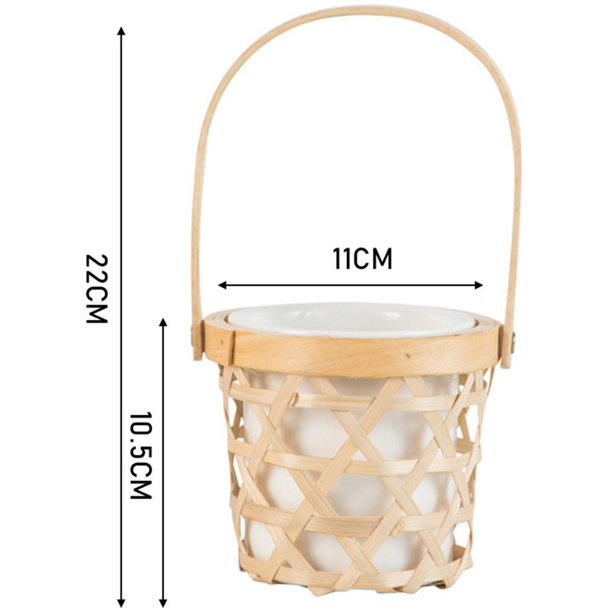 Indoor Succulent Drt Plant Flower Ceramic Pot Home Decor With Basket - White / 17cm – image 6
