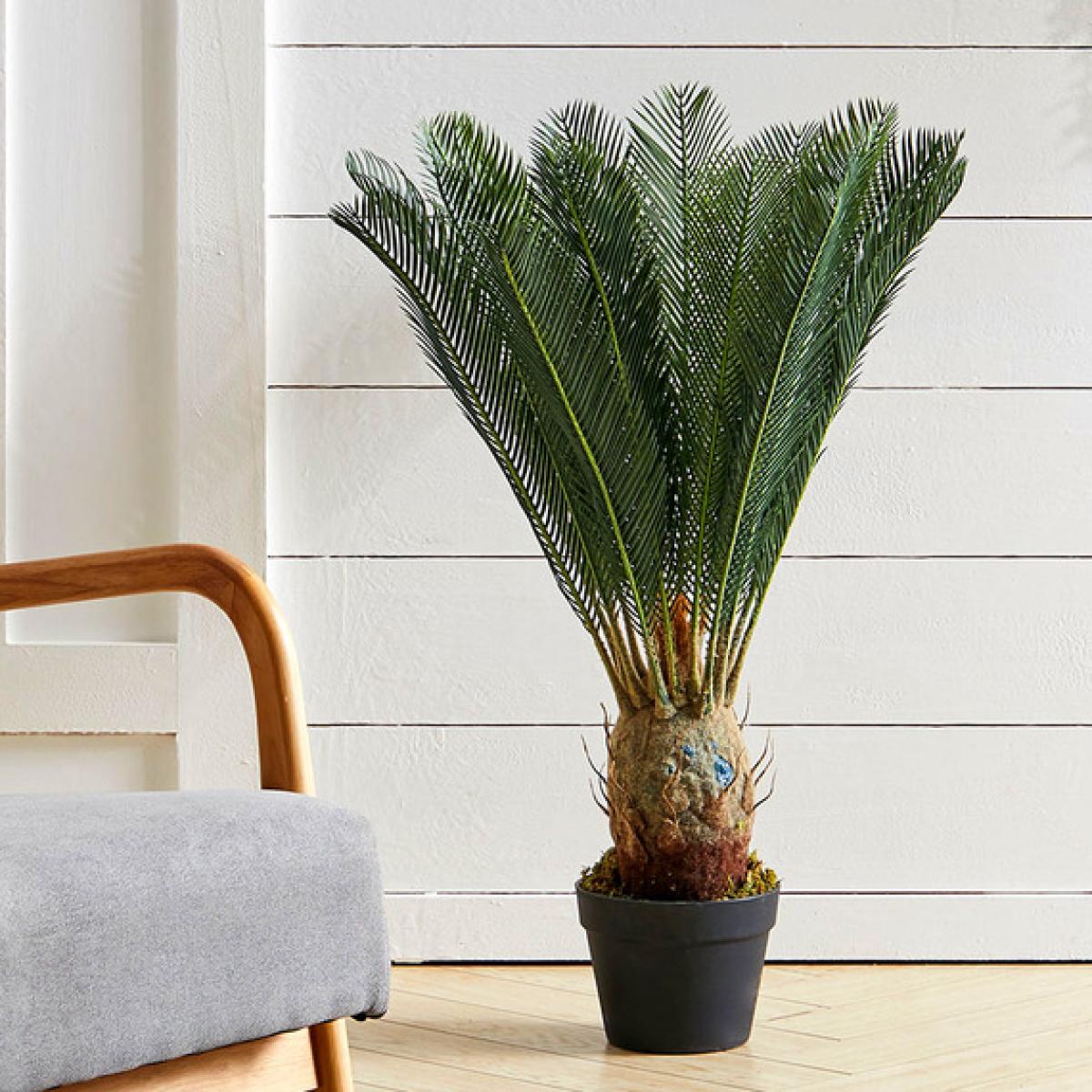 Artificial Cycas Palm Tree Decorative Plant in Planter - Green