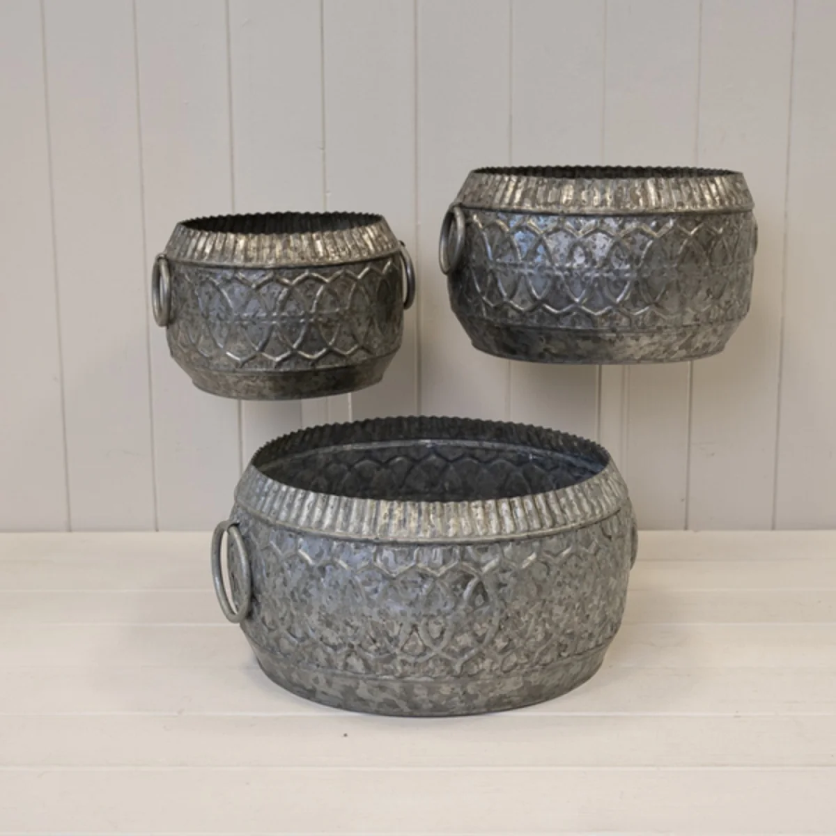 Grey Set of Three Patterned Bowl Planters - Grey – image 1