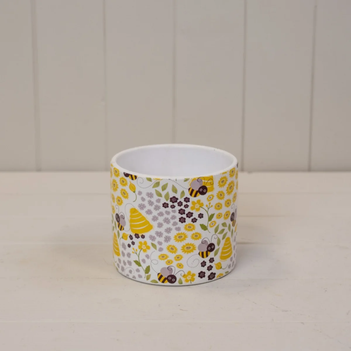 Charming Cream Bee Plant Pot Home Décor - Multi
