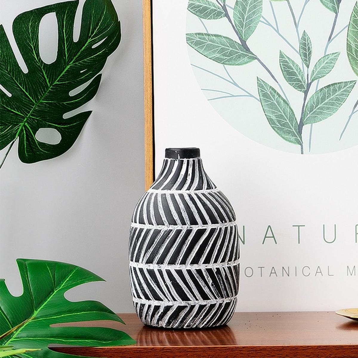 Nordic Ceramic Hydroponics Flower Plant Vase Pot  - Black – image 2