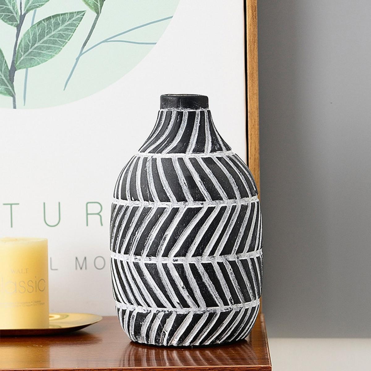 Nordic Ceramic Hydroponics Flower Plant Vase Pot  - Black – image 4