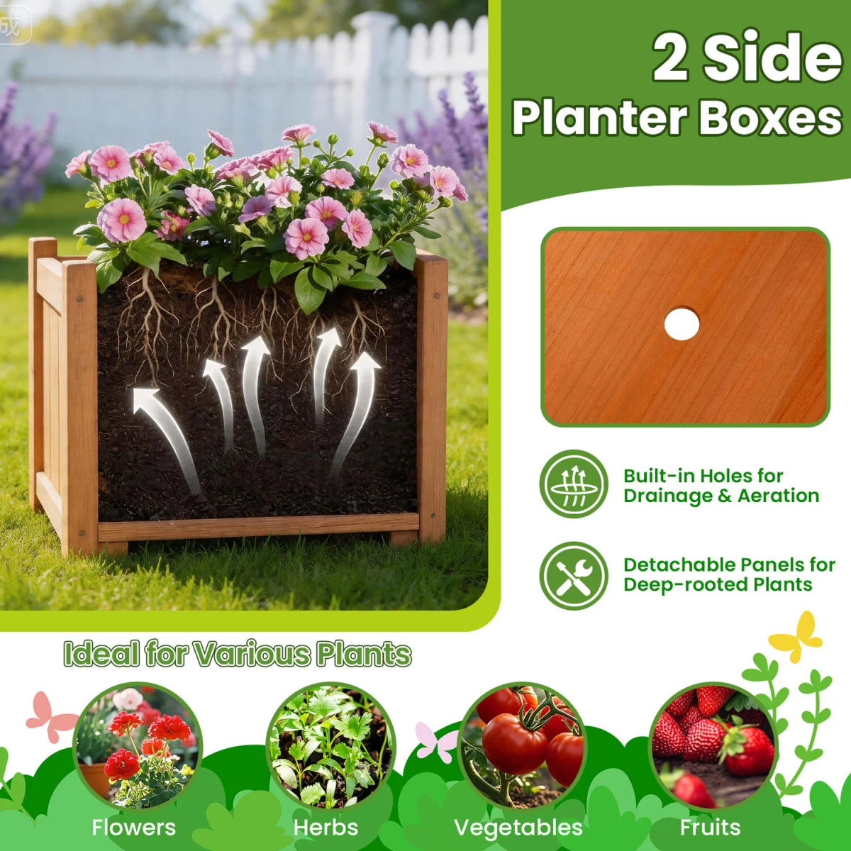 Garden Arbor with Gate and 2 Planter Boxes - Red brown – image 5
