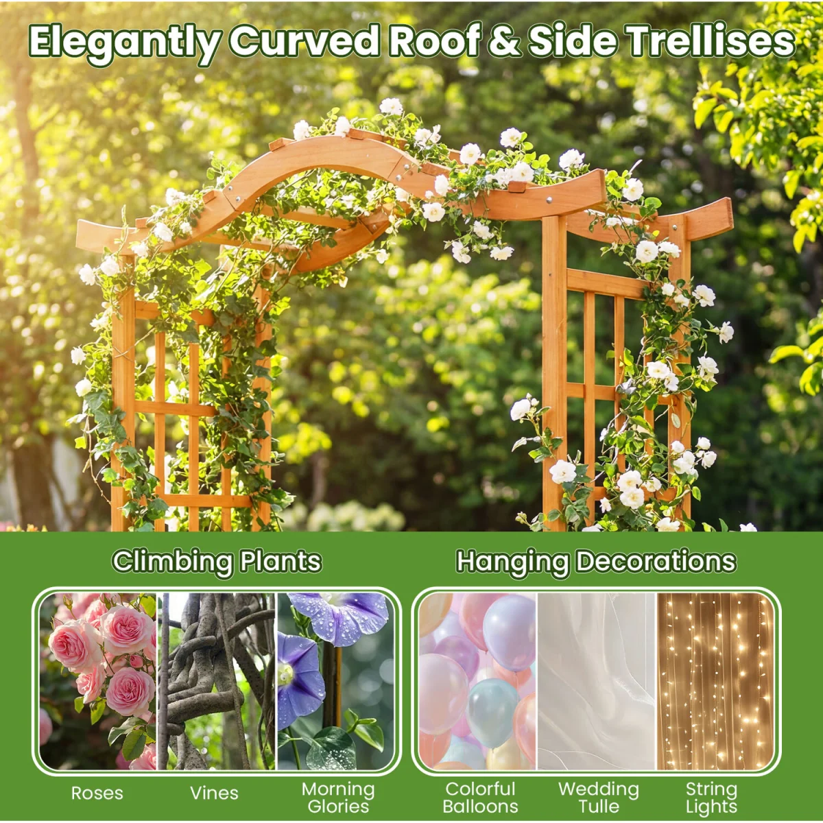 Garden Arbor with Gate and 2 Planter Boxes - Red brown – image 6