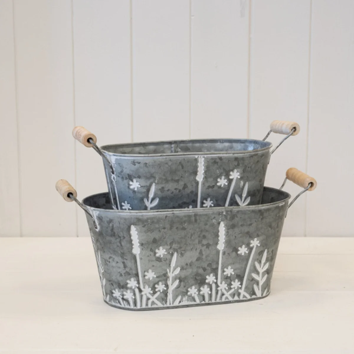 Grey Set of Two Meadow Oval Planters - Grey – image 2