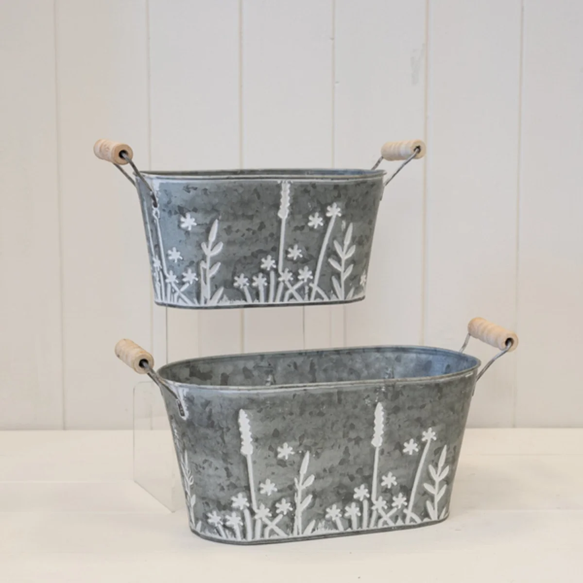 Grey Set of Two Meadow Oval Planters - Grey – image 3