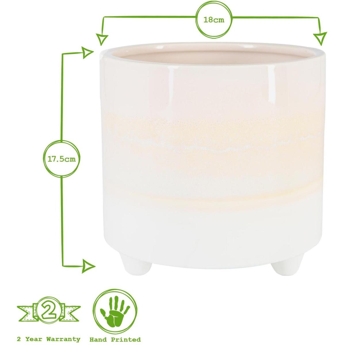 18cm Reactive Glaze Footed Plant Pot - Natural – image 7