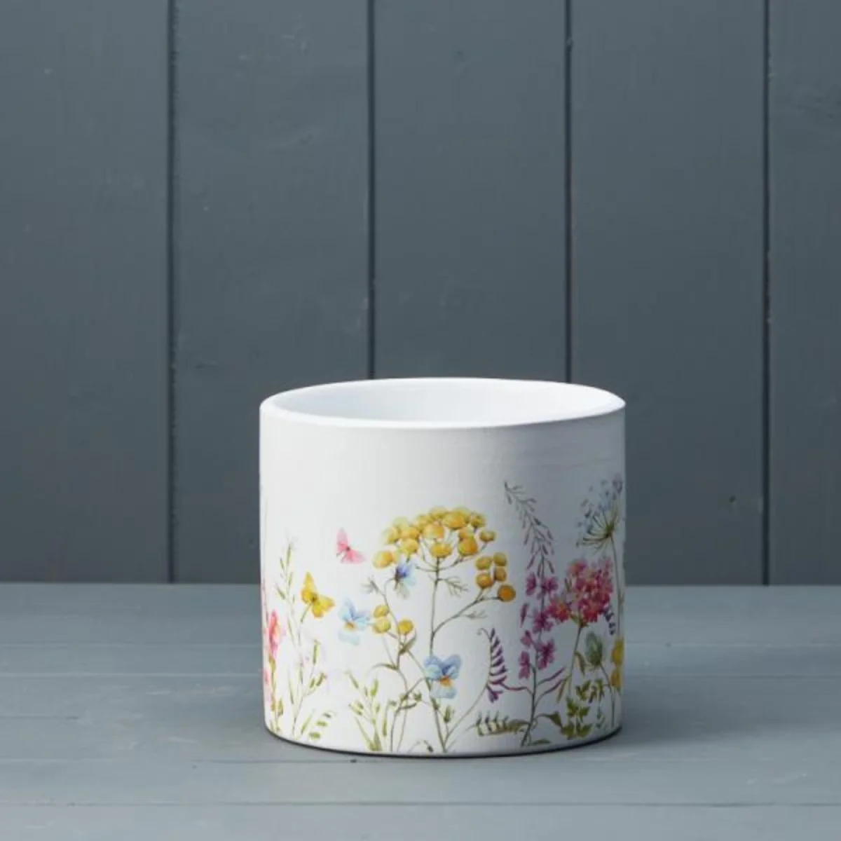 Rustic White Ceramic Spring Meadow Pot - Multi – image 1