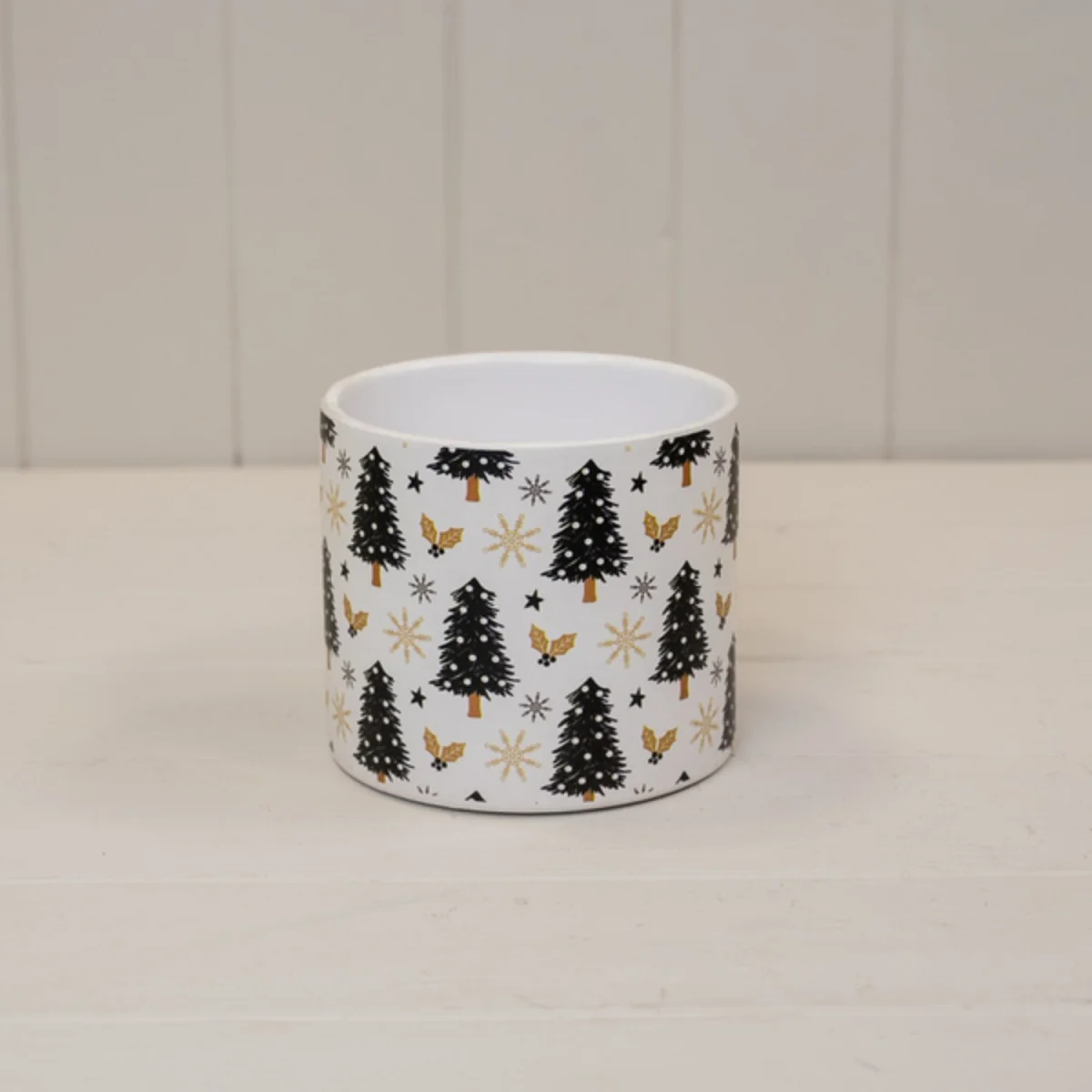 Festive White Christmas Tree Pot - White