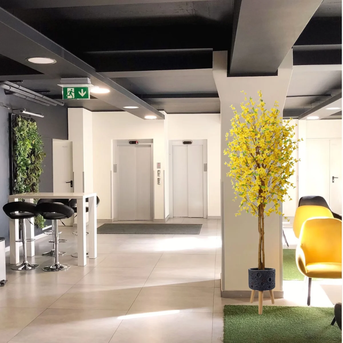Pegdev 150cm Forsythia Tree with Lunar Black Planter - Yellow – image 4