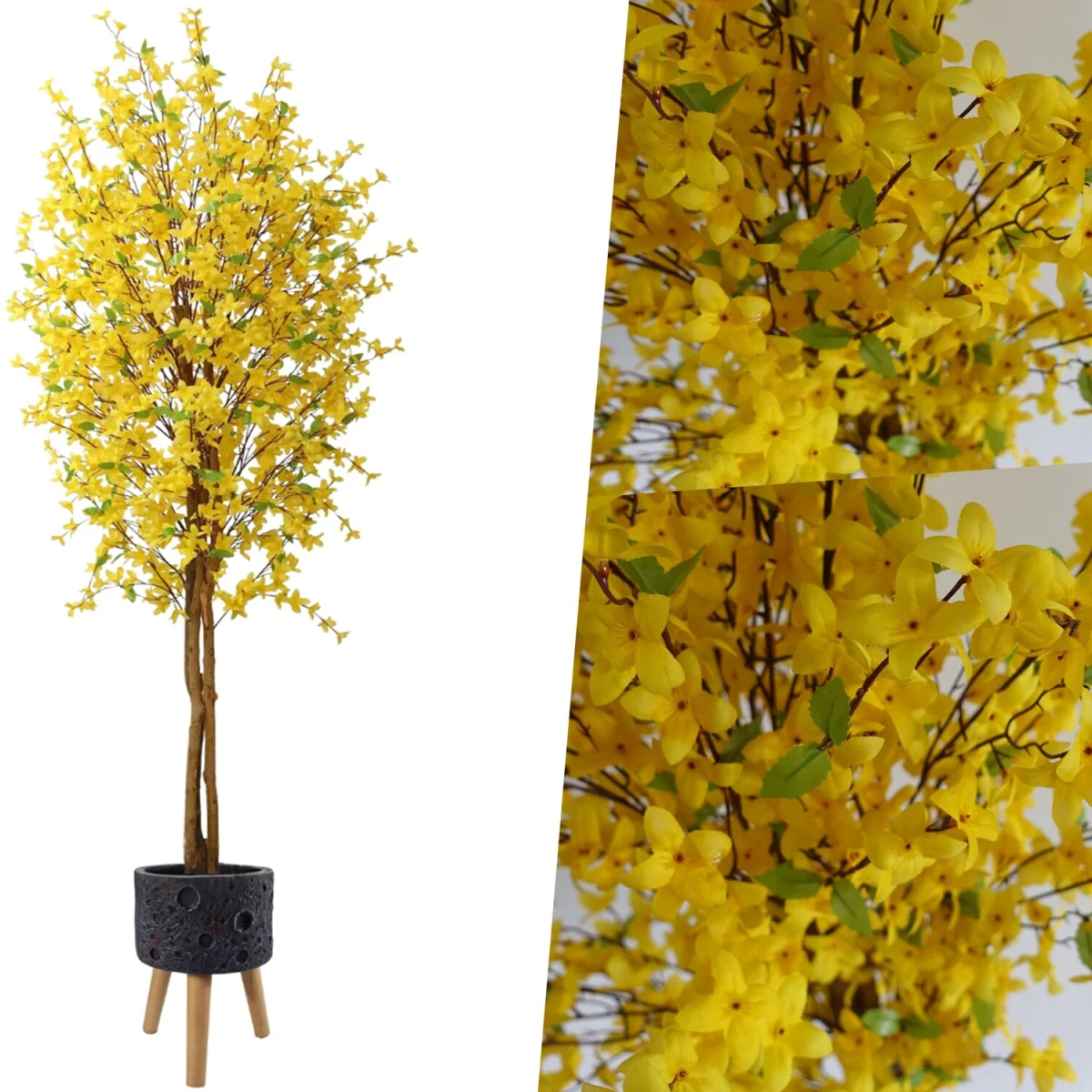 Pegdev 150cm Forsythia Tree with Lunar Black Planter - Yellow – image 5