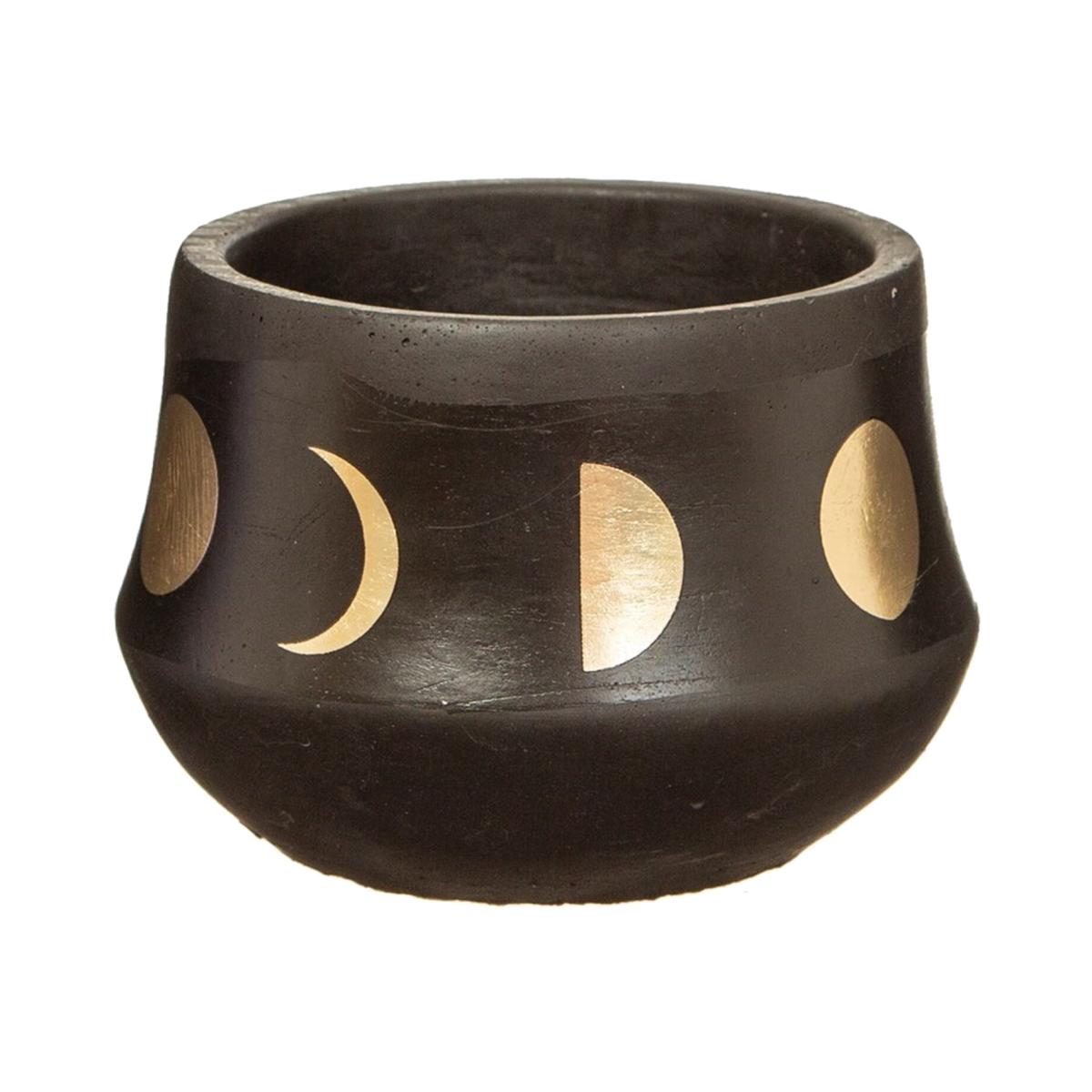 Moon Phase Indoor Cement Plant Pot - Black – image 1
