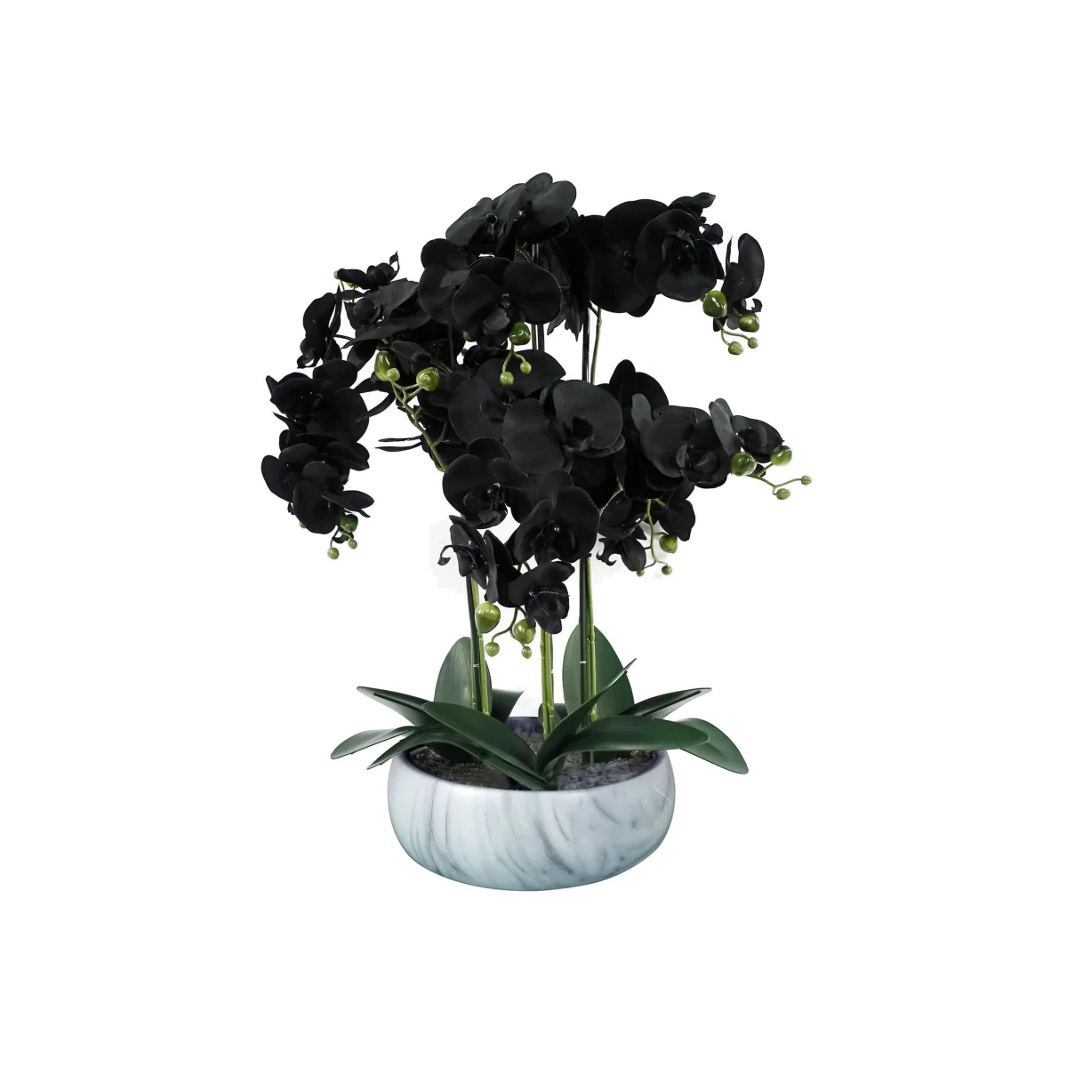 60cm Orchid Artificial Black White Ceramic Planter Premium - Black Orchid – image 1