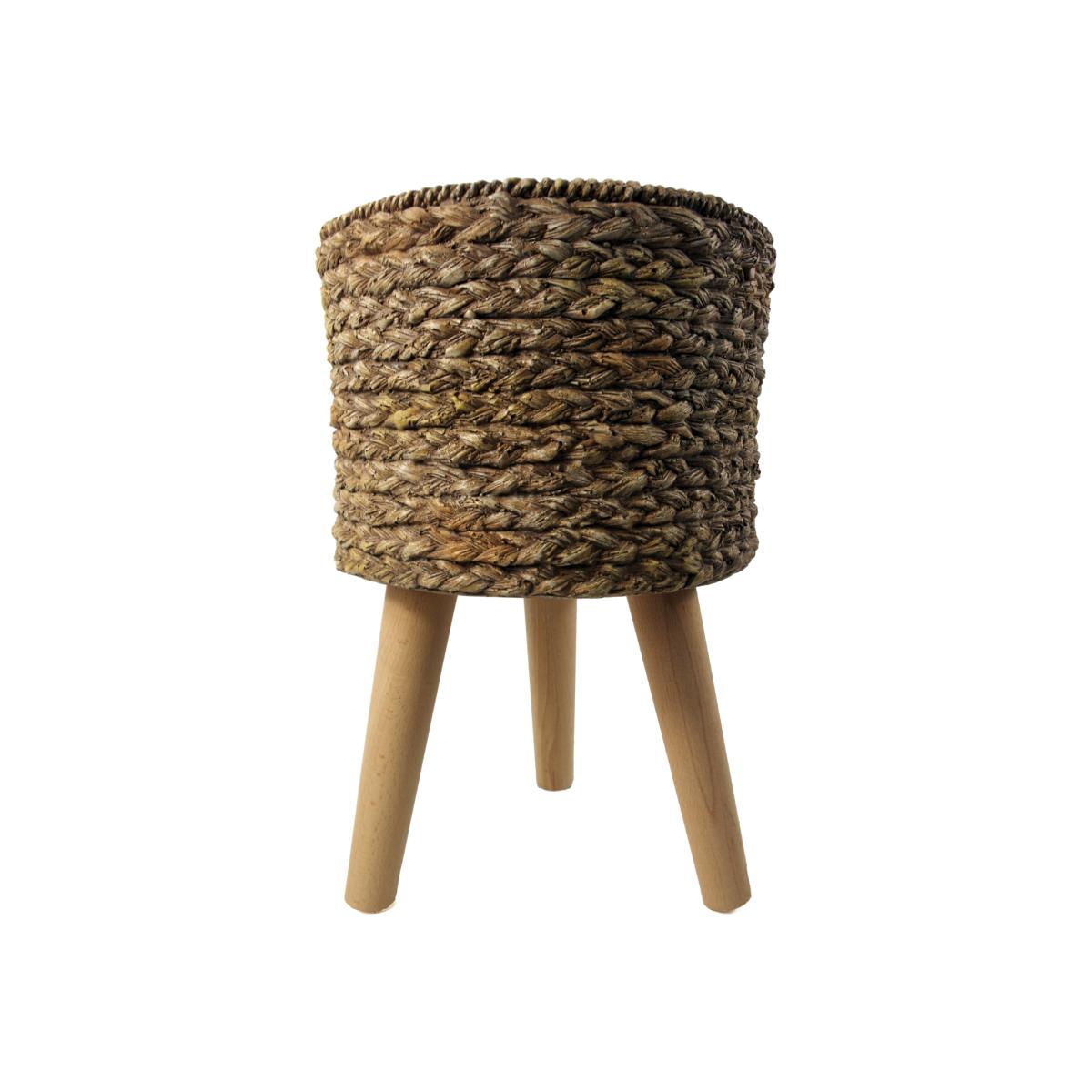 39cm x 26cm Woven Effect Composite Large Planter - Brown