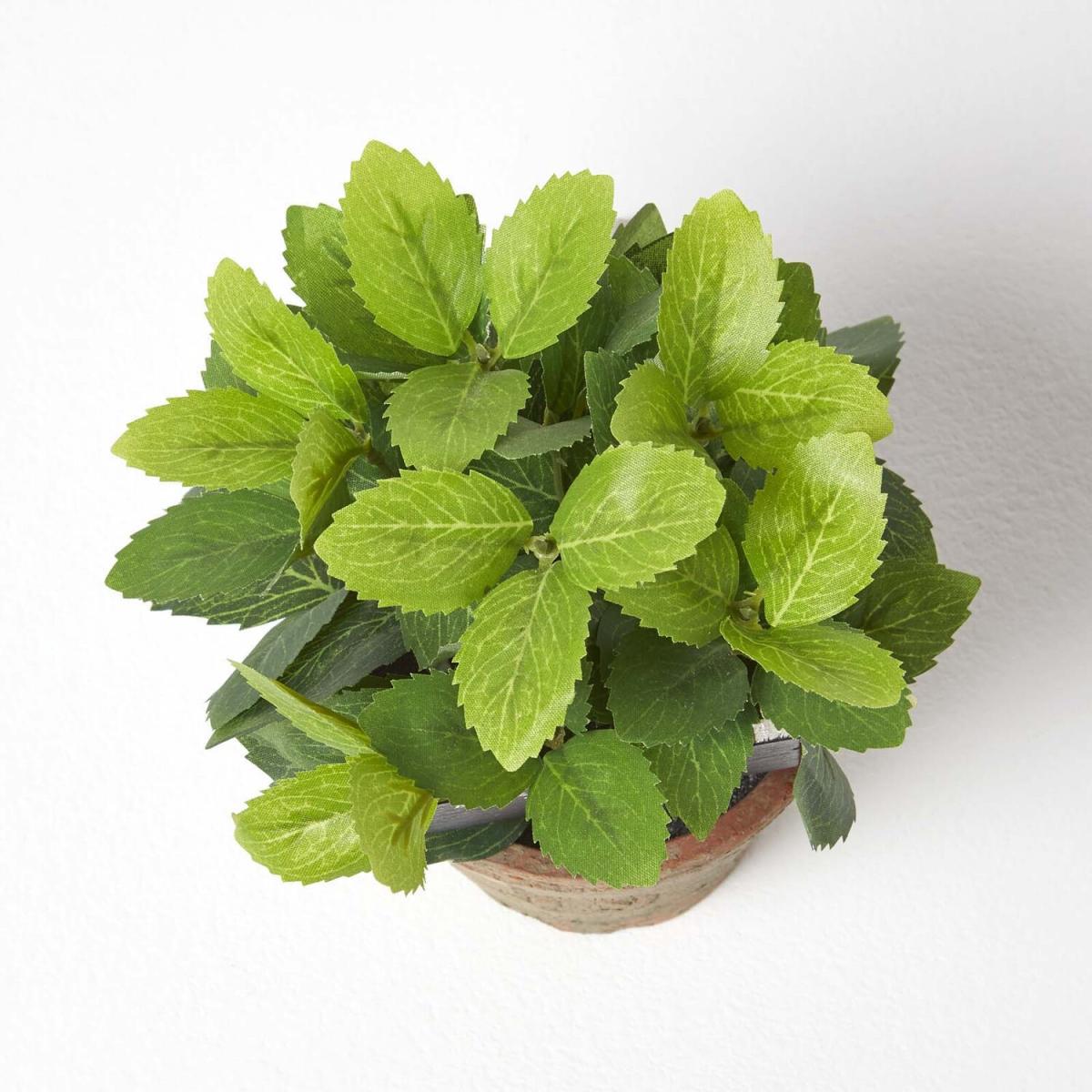 Artificial Mint Plant in Decorative Pot - Terracotta – image 2