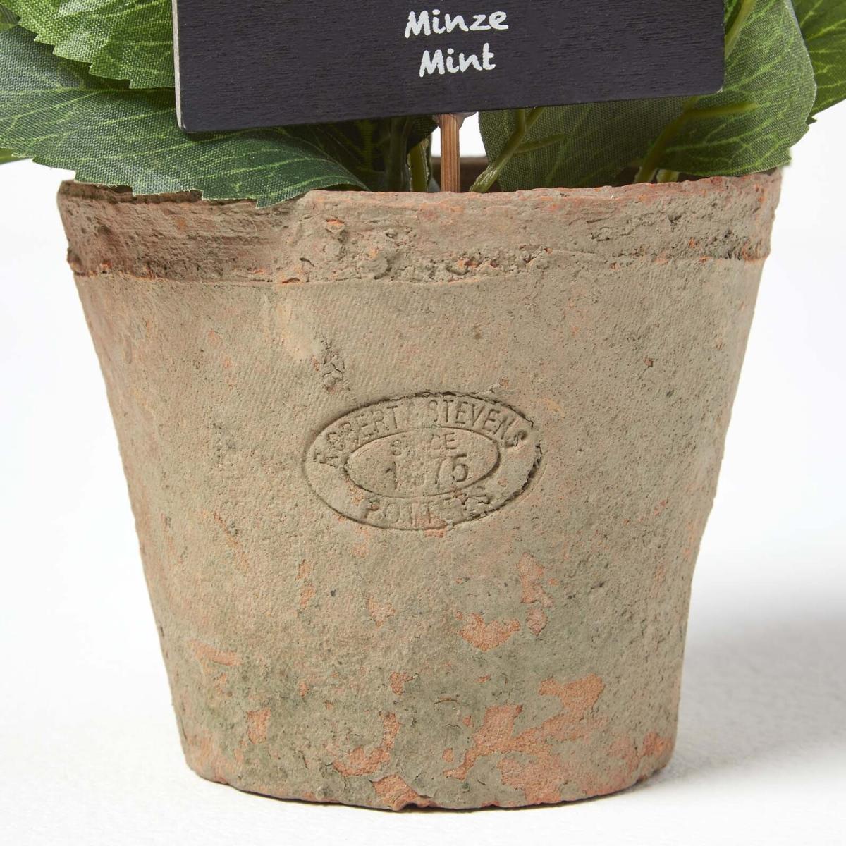 Artificial Mint Plant in Decorative Pot - Terracotta – image 3