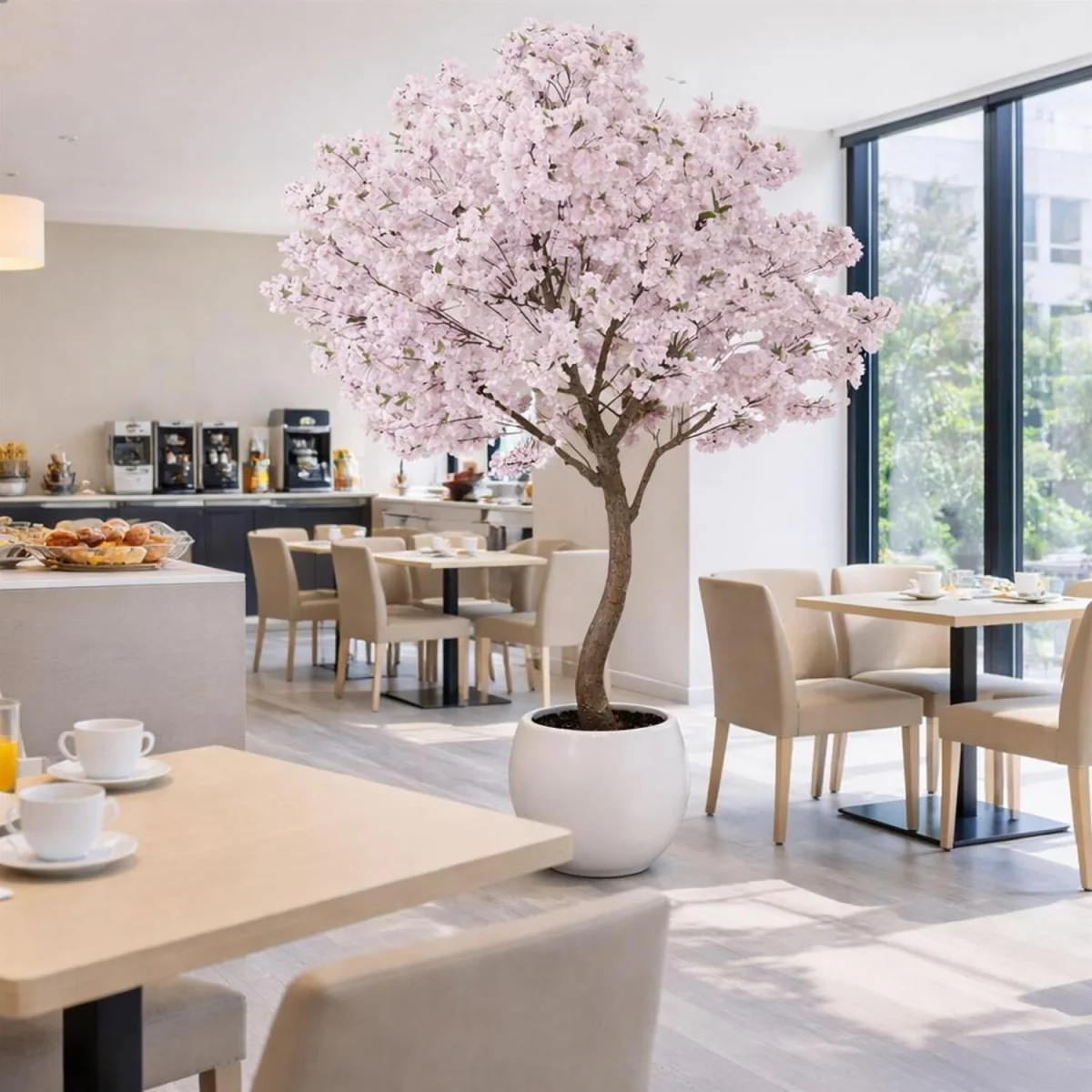 260cm XXL Artificial Cherry Blossom Tree with Decorative Planter - Green Large Tree – image 1