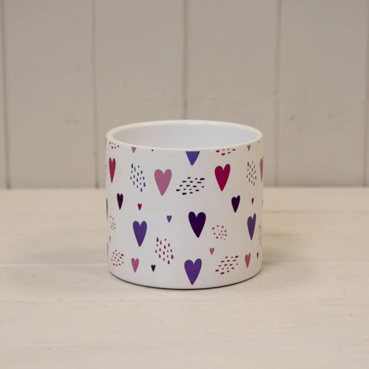 Classic Cream Carved Love Heart Pot Plant pot - Multi