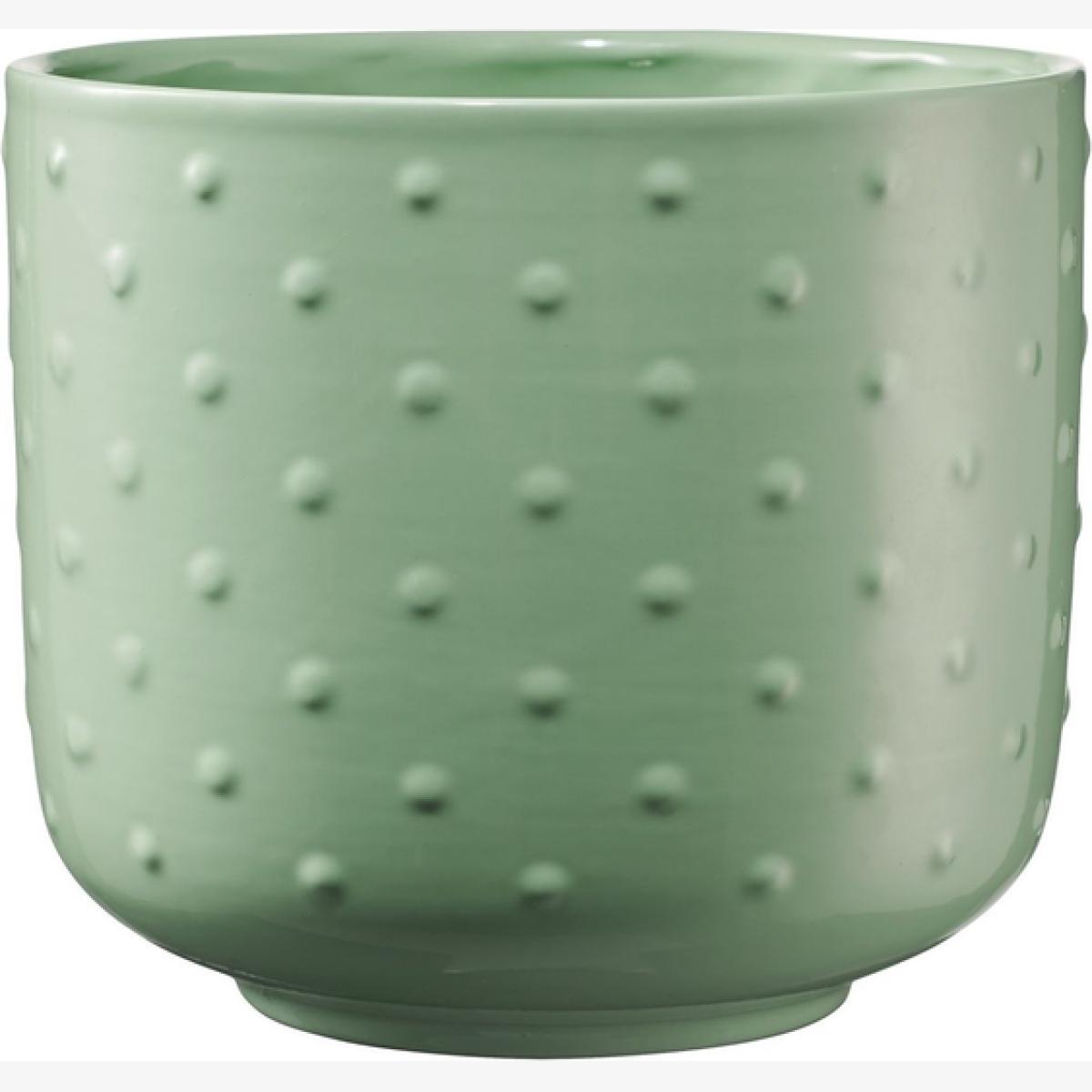 Ceramic Indoor Embossed Pearl Plant Pot - Celadon Green – image 1