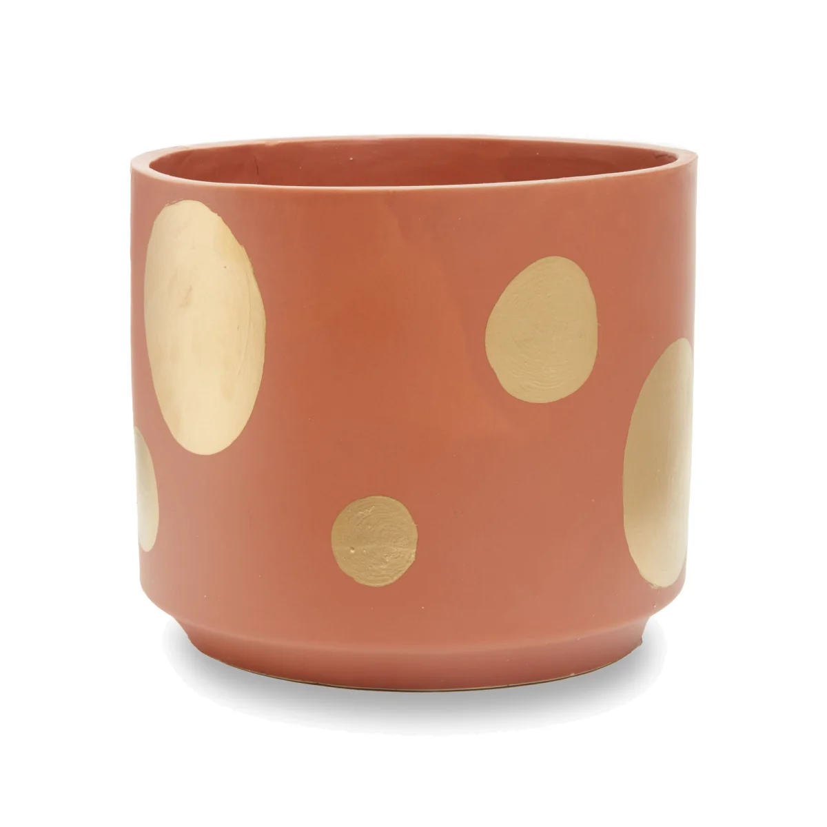 Yuri Large Terracotta Gold Spotted Planter - Pink