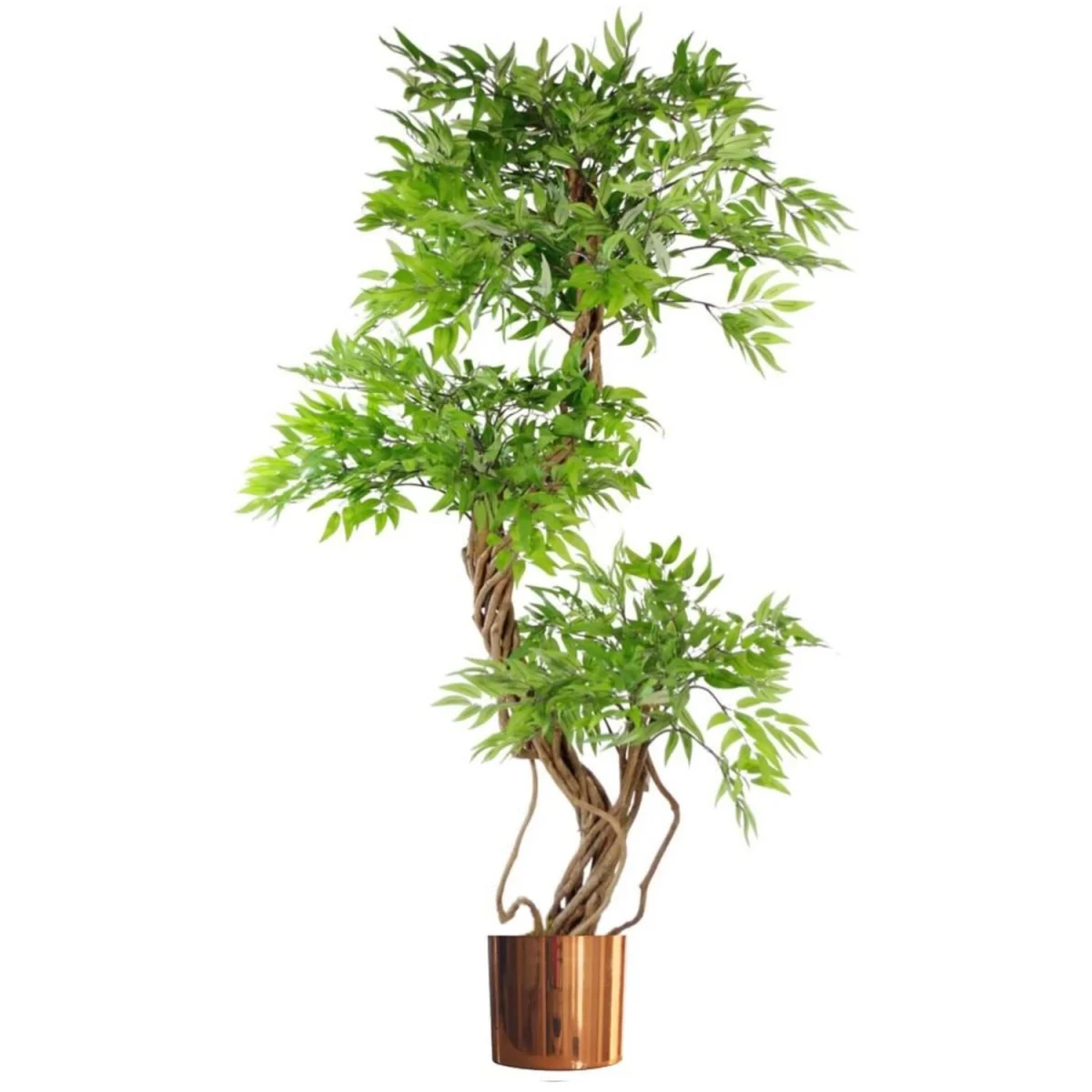 Dyzi Artificial Tree With Natural Wood Trunk Planter 140cm - Green – image 2
