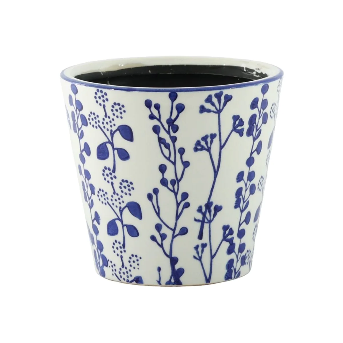 Hortus White & Blue Perth Floral Pot H Dia Ceramic - Blue