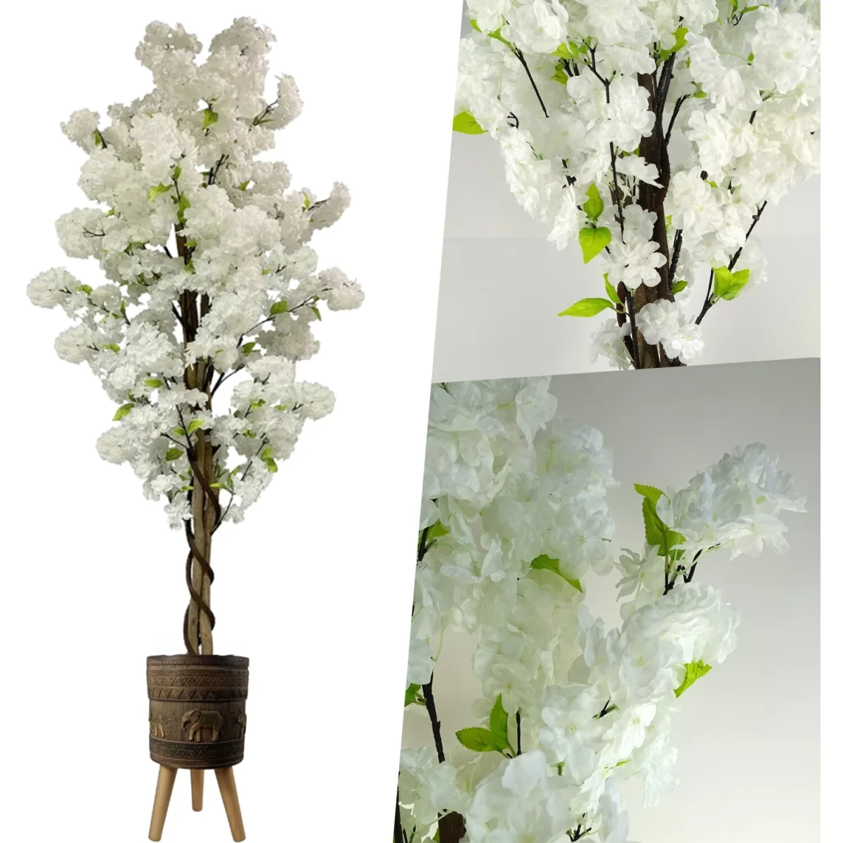 Pegdev Cherry Blossom Tree with Elephant Planter 150cm - White – image 6