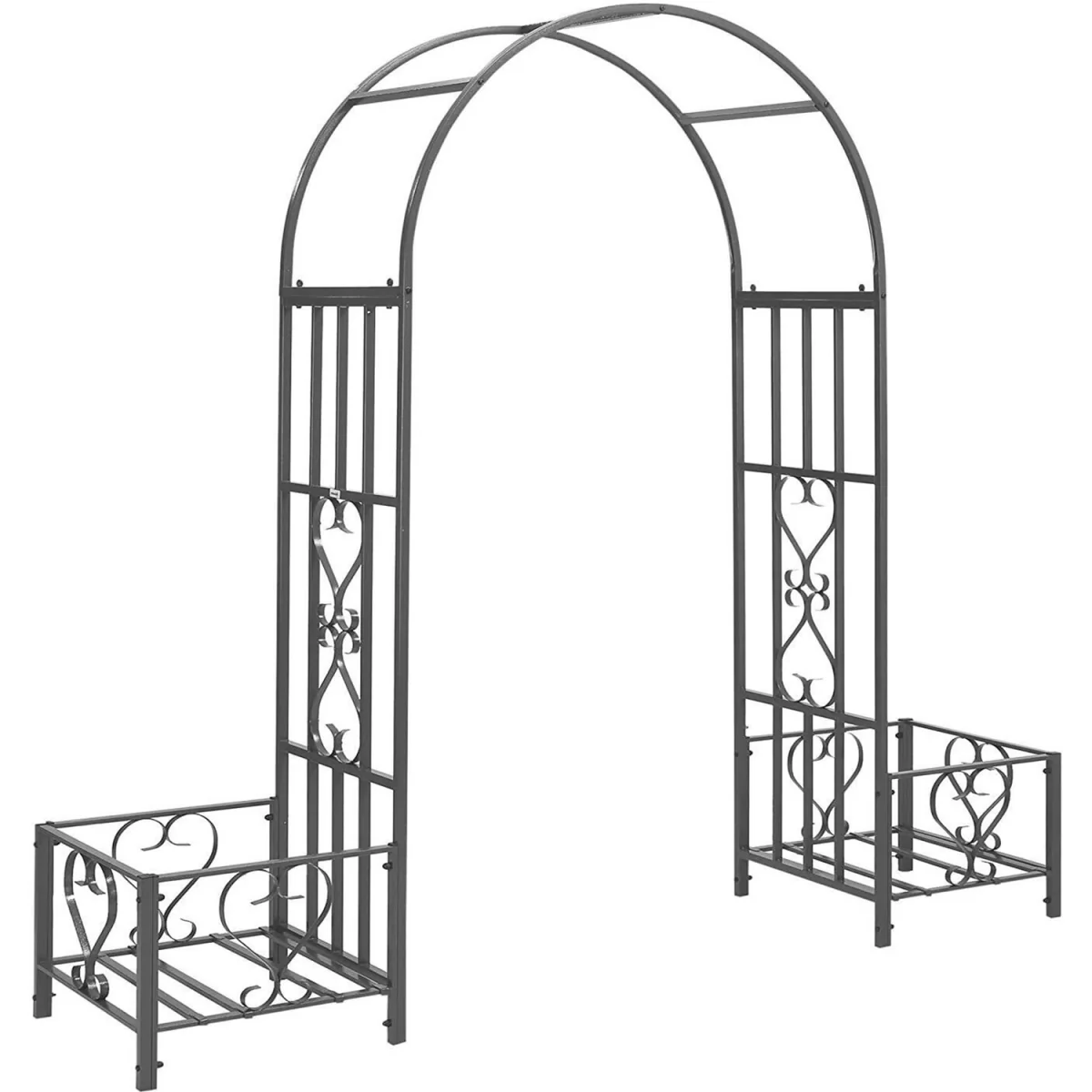 Metal Garden Patio Arch With Planters Rose Arbour Archway Plant Trellis 2014584 - Black – image 3