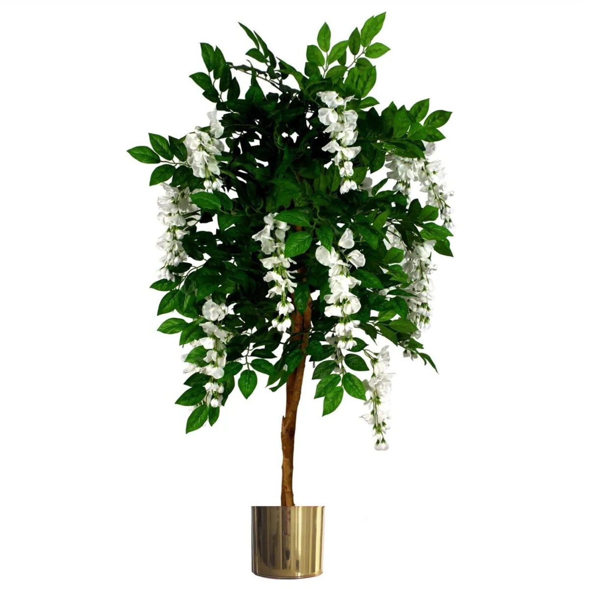 130cm Artificial Wisteria Tree White Flowers Copper Planter - Green Flowering Tree – image 2