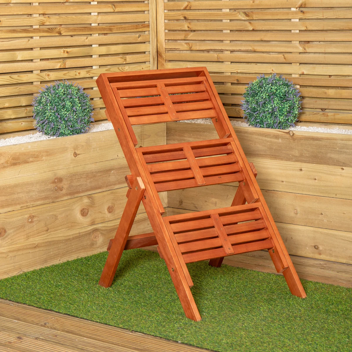 Outdoor 3 Tier Wooden Foldable Plant Display Stand - Brown – image 5