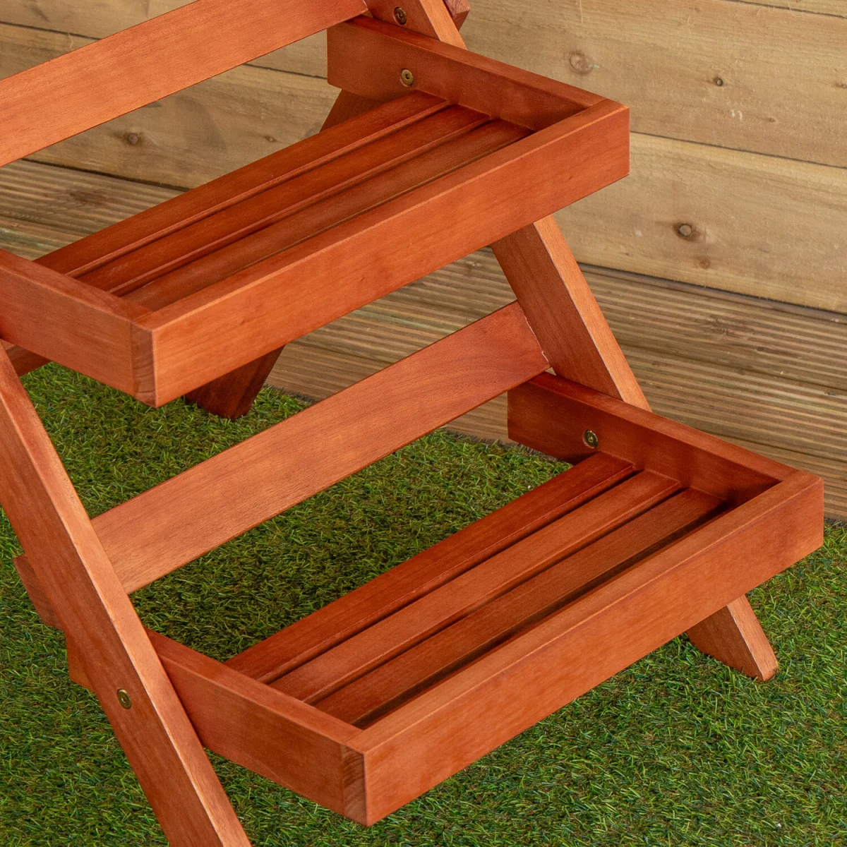 Outdoor 3 Tier Wooden Foldable Plant Display Stand - Brown – image 7