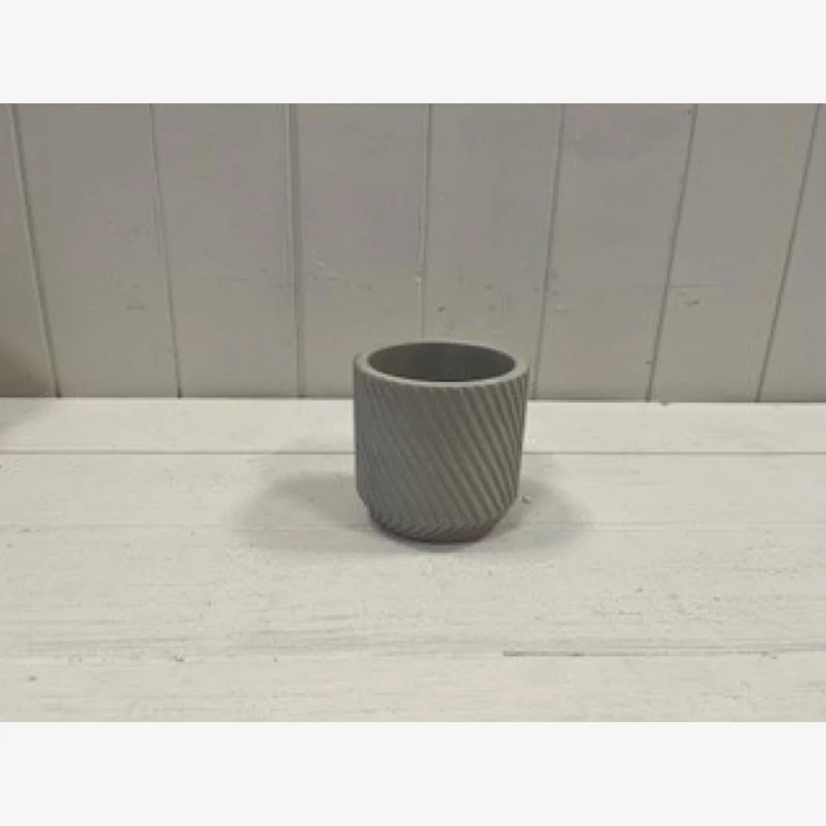 Grey 8cm Cylinder Diagonal Grid Pot - Grey