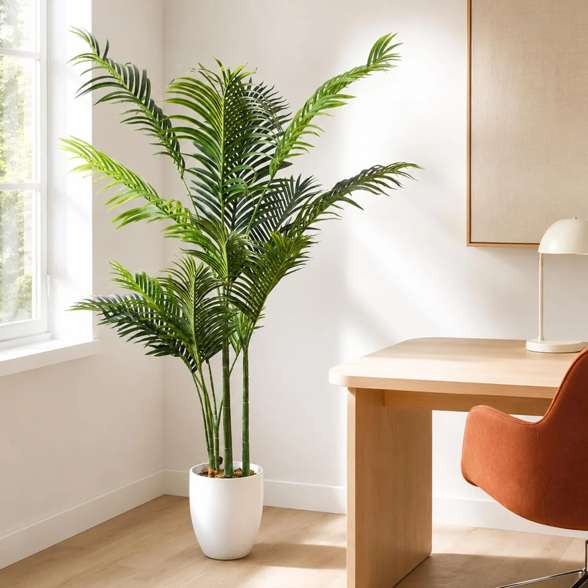 Leaf Large Artificial Palm Tree - 160cm Areca Palm White Pot / 100cm – image 1